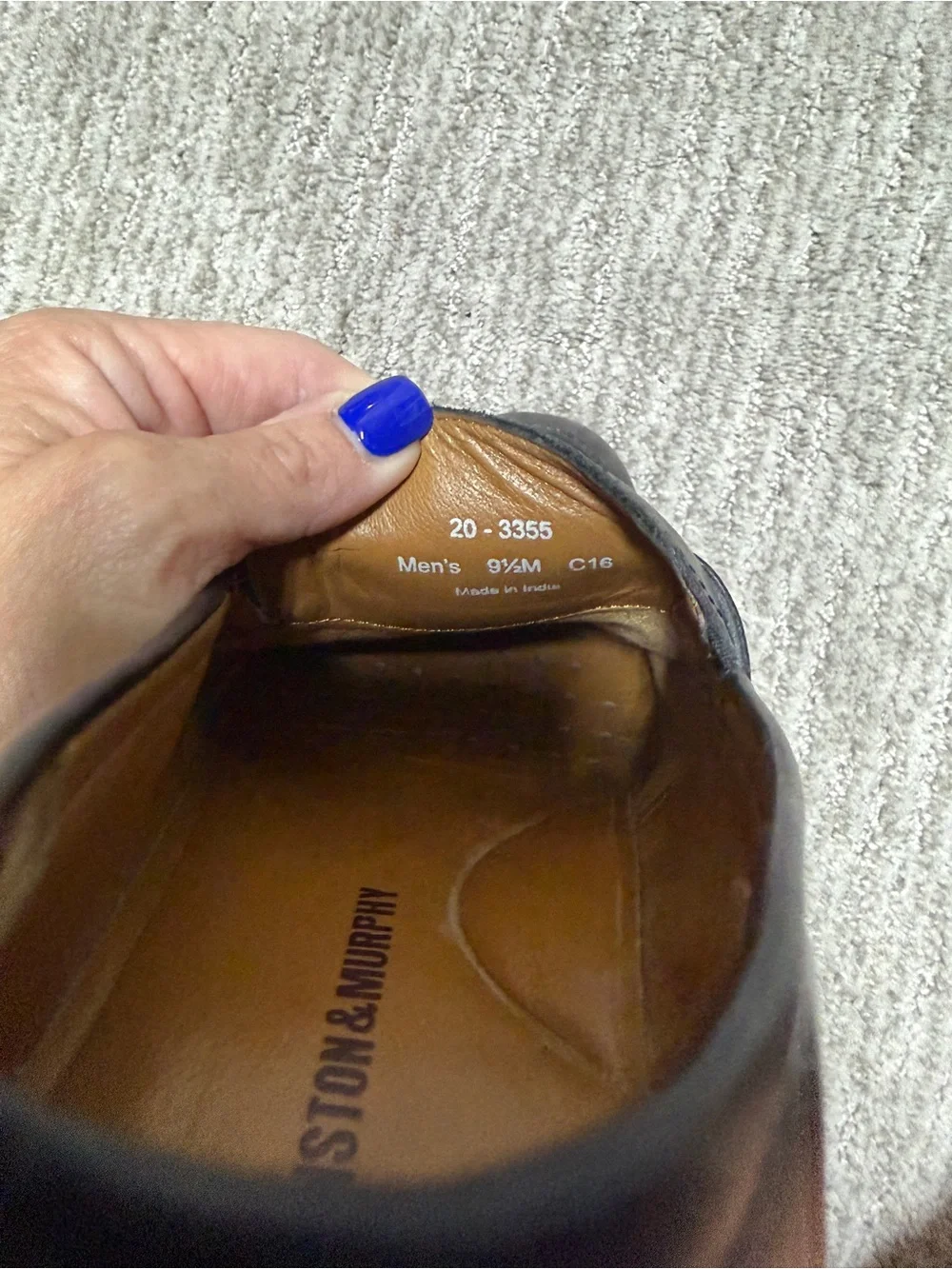Johnston & Murphy Black Sheepskin Leather Penny Loafers Size 9.5M